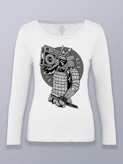 Camiseta mujer manga larga Samurai con radiocasete