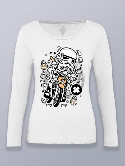 Camiseta mujer manga larga Stormtrooper en moto