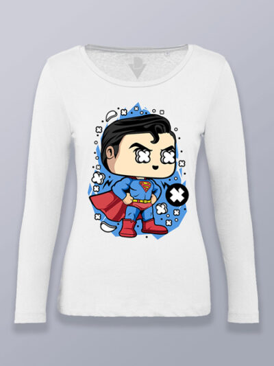 Camiseta mujer manga larga Superman cabezón