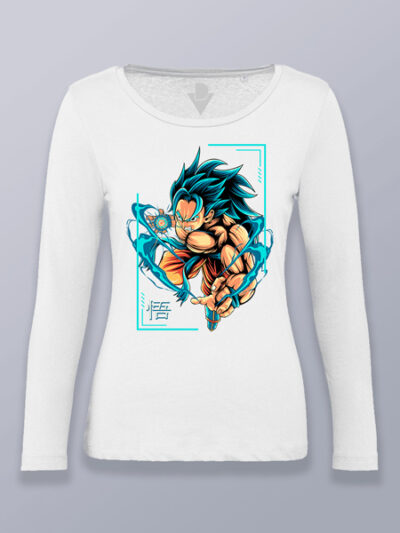 Camiseta mujer manga larga Súper saiyan dios Dragon ball