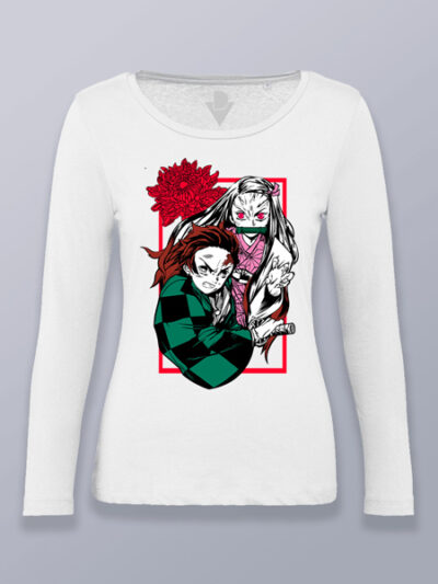 Camiseta mujer manga larga Tanjiro y Nezuko Demon slayer