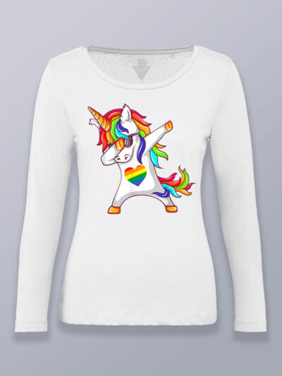 Camiseta mujer manga larga Unicornio LGTBIQ+