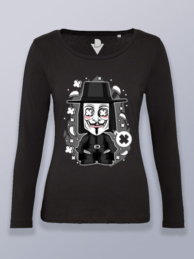 Camiseta mujer manga larga V de Vendetta cabezón