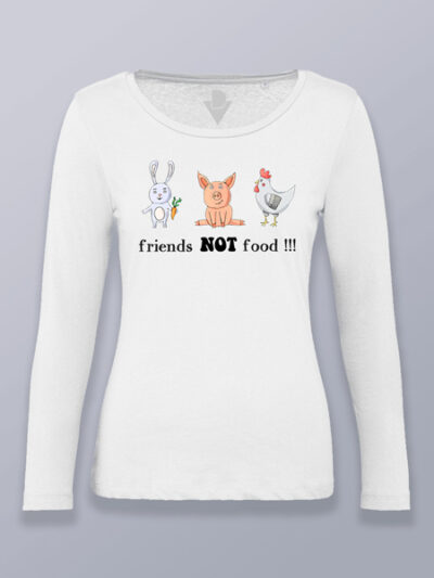 Camiseta mujer manga larga amigos no comida