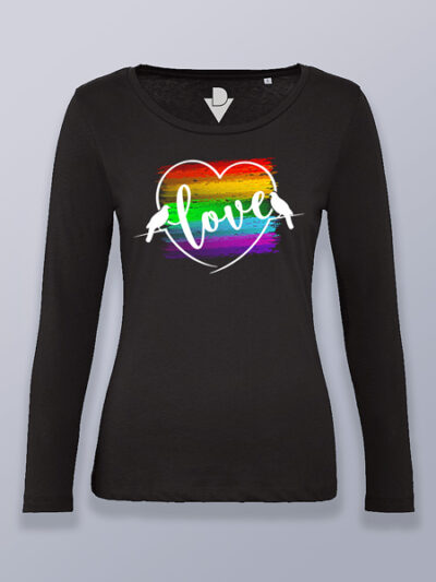 Camiseta mujer manga larga amor arcoíris (color blanco)