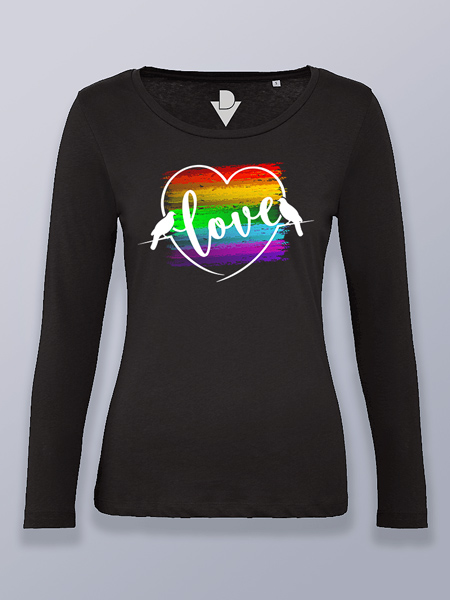 Camiseta mujer manga larga amor arcoíris (color blanco)