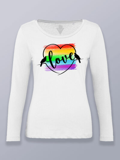 Camiseta mujer manga larga amor arcoíris (color negro)