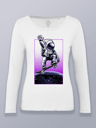 Camiseta mujer manga larga astronauta con skate