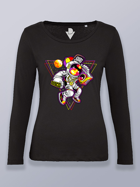 Camiseta mujer manga larga astronauta disco