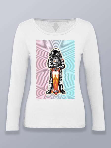 Camiseta mujer manga larga astronauta ondulatorio