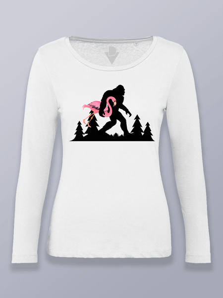 Camiseta mujer manga larga bigfoot y flamenco