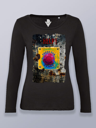 Camiseta mujer manga larga botón de la paz