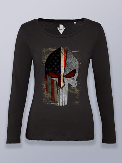 Camiseta mujer manga larga calavera espartana