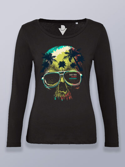 Camiseta mujer manga larga calavera playera