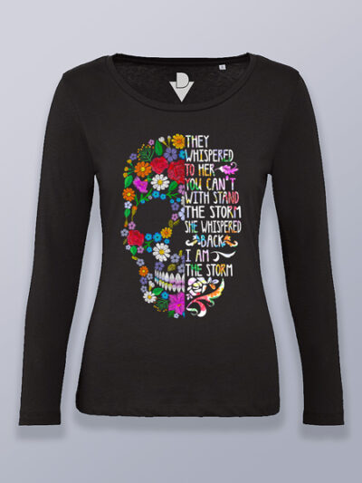 Camiseta mujer manga larga calavera susurro