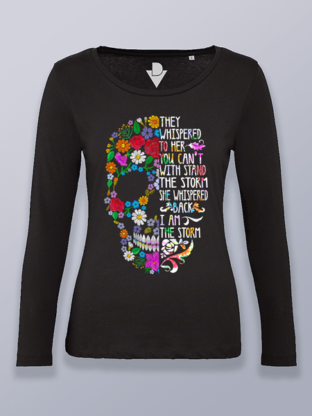 Camiseta mujer manga larga calavera susurro