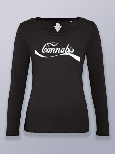 Camiseta mujer manga larga canabis coke style (color blanco)