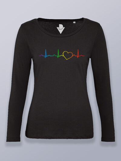 Camiseta mujer manga larga corazón con línea cardíaca