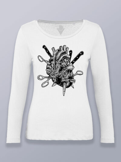 Camiseta mujer manga corazón herido