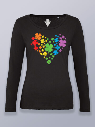 Camiseta mujer manga larga corazón tréboles