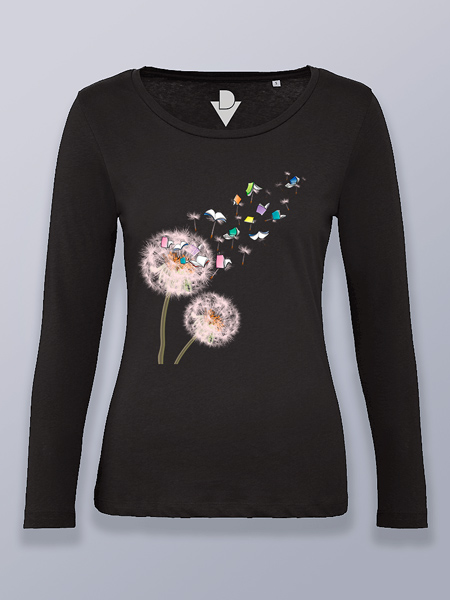 Camiseta mujer manga larga libros de león