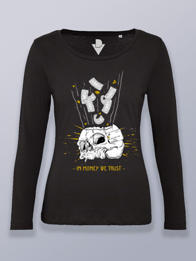 Camiseta mujer manga larga el dinero en el que creemos