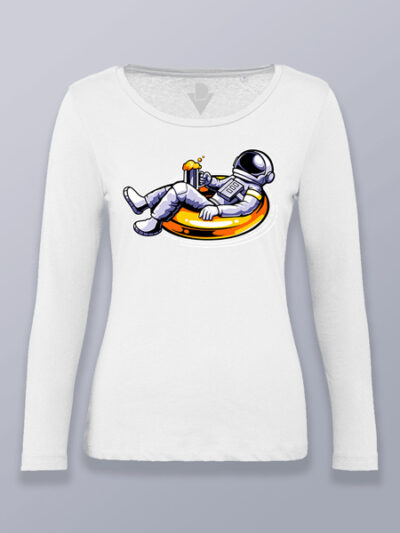 Camiseta mujer manga larga es verano y el astronauta lo sabe