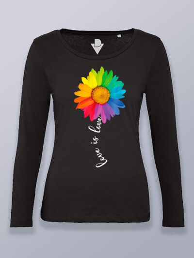 Camiseta mujer manga larga flor margarita colorines