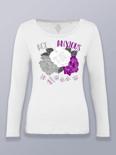 Camiseta mujer manga larga flores orgullo asexual