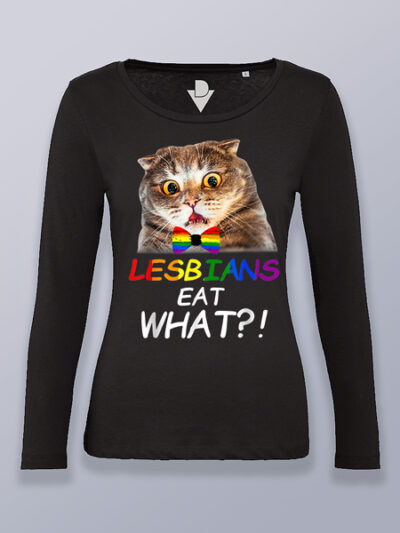 Camiseta mujer manga larga gato lesbianas comen