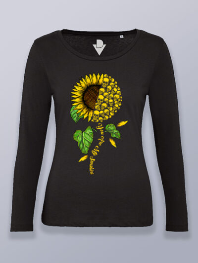 Camiseta mujer manga larga girasol de calaveras