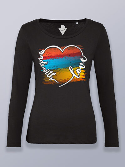 Camiseta mujer manga larga hecho con amor (color blanco)