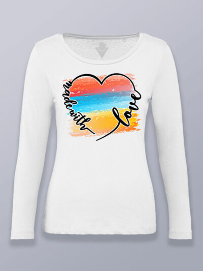 Camiseta mujer manga larga hecho con amor (color negro)