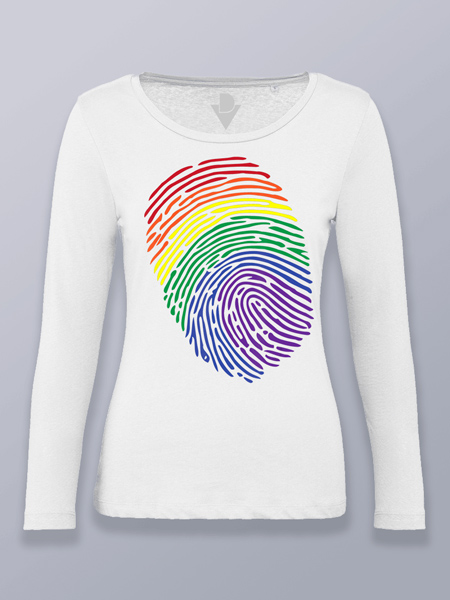 Camiseta mujer manga larga huella dactilar LGTBIQ+