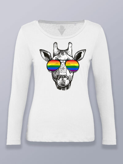 Camiseta mujer manga larga jirafa gafas LGTBIQ+