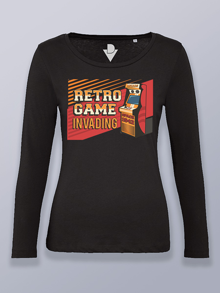 Camiseta mujer manga larga juego retro invasores del espacio