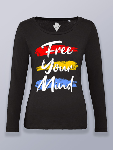 Camiseta mujer manga larga libera tu mente (color blanco)