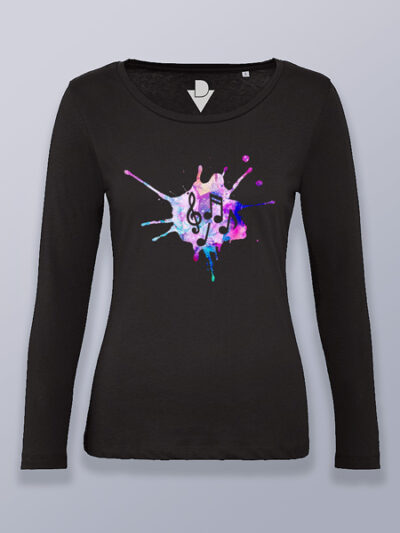 Camiseta mujer manga larga mancha musical