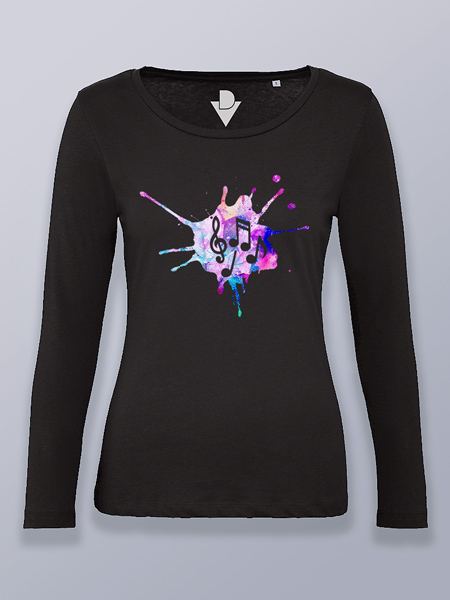 Camiseta mujer manga larga mancha musical