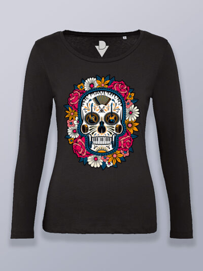 Camiseta mujer manga larga mejicana con flores