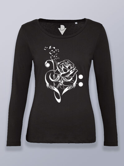 Camiseta mujer manga larga música del corazón de rosa