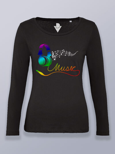 Camiseta mujer manga larga música en auriculares