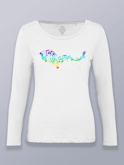 Camiseta mujer manga larga nota colorida