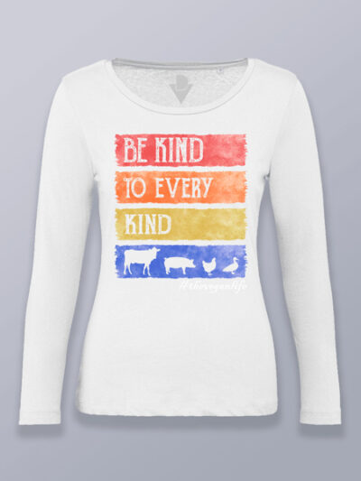 Camiseta mujer manga larga sé amable con cada especie