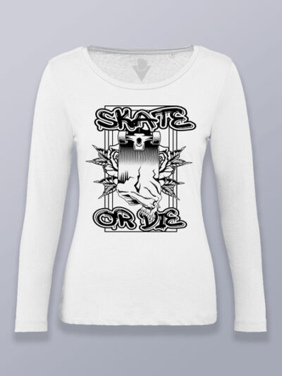 Camiseta mujer manga larga skate o muere diseño 2 (color negro)