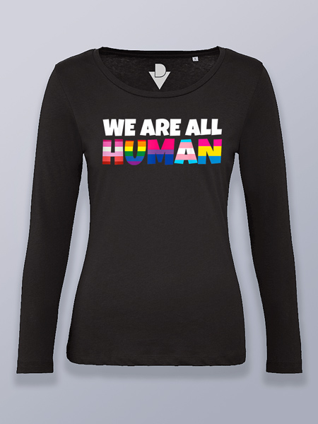 Camiseta mujer manga larga somos humanos LGTBIQ+