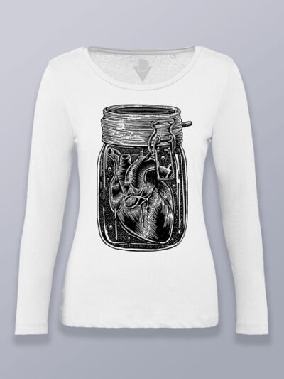 Camiseta mujer manga corazón en tarro