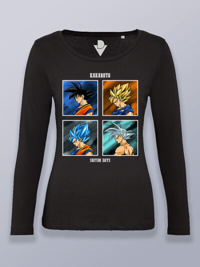 Camiseta mujer manga larga transformaciones Goku Dragon ball