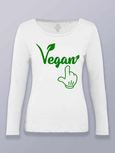 Camiseta mujer manga larga vegano aquí