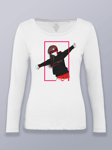 Camiseta mujer manga larga waifu en rectángulo